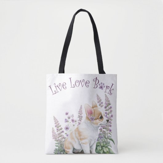 Corgi Dog Mom Floral Tote Bag (Voorkant)