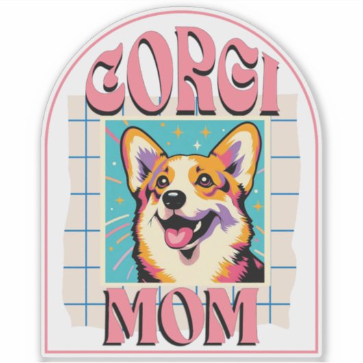 Corgi Dog Mom Pop Art Sticker (Voorkant)