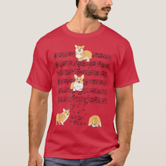 Corgi dog Music Note Clef Musician Cute Corgi dog T-shirt