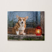 Corgi Dog op de stoop Legpuzzel (Horizontaal)