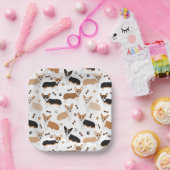 Corgi Dog Paws and Bones Paper Plates Papieren Bordje (Feest)