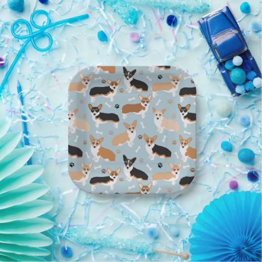 Corgi Dog Paws and Bones Papieren Bordje (Feest)