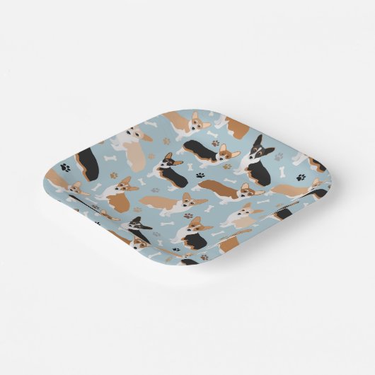 Corgi Dog Paws and Bones Papieren Bordje (Gebogen)