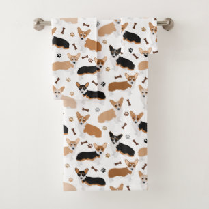 Corgi Dog Paws and Botten Bath Towel Set Bad Handdoek