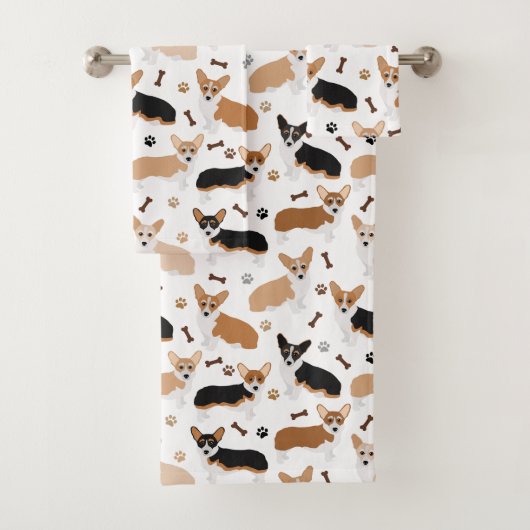 Corgi Dog Paws and Botten Bath Towel Set Bad Handdoek (Insitu)