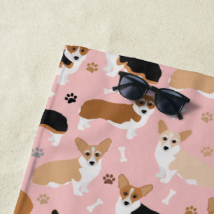 Corgi Dog Paws and Botten Beach Towel Strandlaken