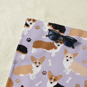 Corgi Dog Paws and Botten Beach Towel Strandlaken