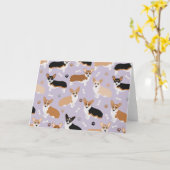 Corgi Dog Paws and Botten Card Kaart (Gele Bloem)