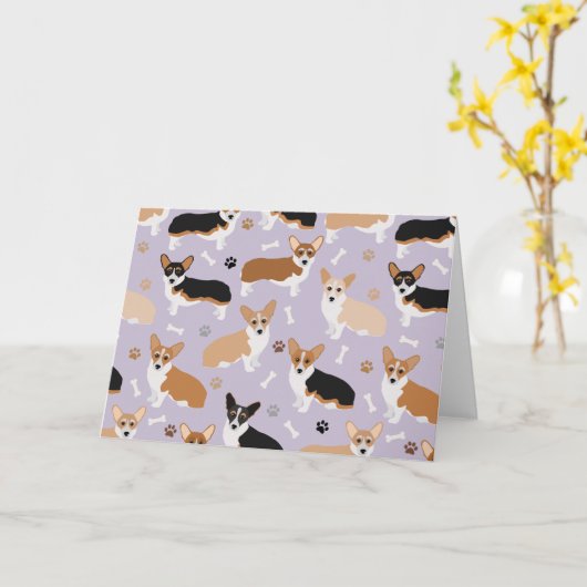 Corgi Dog Paws and Botten Card Kaart (Gele Bloem)