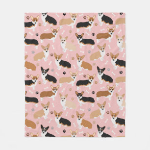 Corgi Dog Paws and Botten Fleece Blanket Deken