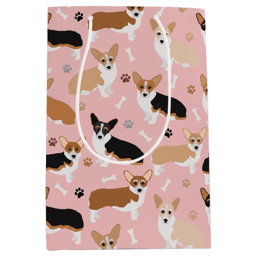 Corgi Dog Paws and Botten Medium Gift Bag Cadeauzakje (Voorkant)