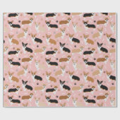 Corgi Dog Paws and Botten Wrapping Paper Cadeaupapier (Vlak)