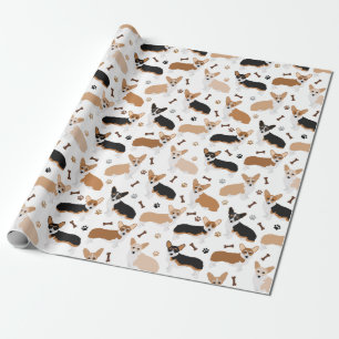 Corgi Dog Paws and Botten Wrapping Paper Cadeaupapier