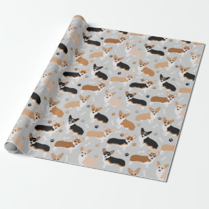 Corgi Dog Paws and Botten Wrapping Paper Cadeaupapier