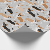 Corgi Dog Paws and Botten Wrapping Paper Cadeaupapier (Hoek)