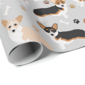 Corgi Dog Paws and Botten Wrapping Paper Cadeaupapier (Rol Hoek)