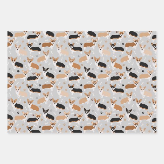 Corgi Dog Paws and Botten Wrapping Paper Sheets (Voorkant 2)