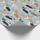 Corgi Dog Paws en Botten Cadeaupapier (Hoek)