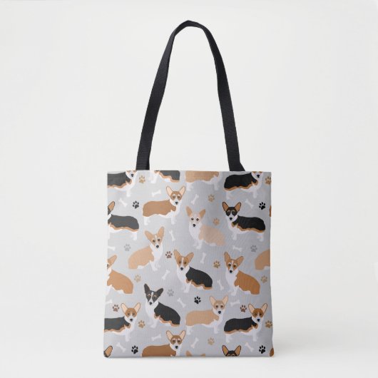 Corgi Dog Paws en Botten Canvas tas (Voorkant)