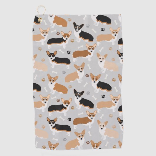 Corgi Dog Paws en Botten Golf Towel Golfhanddoek (Voorkant)