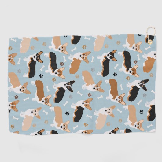 Corgi Dog Paws en Botten Golfhanddoek (Horizontaal)