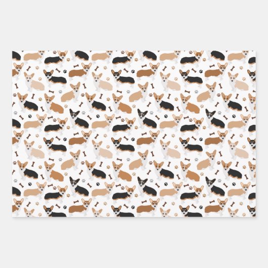Corgi Dog Paws en Botten Inpakpapier Vel (Voorkant 3)