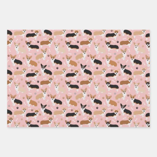 Corgi Dog Paws en Botten Inpakpapier Vel (Voorkant 2)