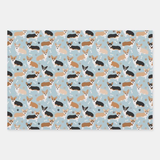 Corgi Dog Paws en Botten Inpakpapier Vel (Voorkant)
