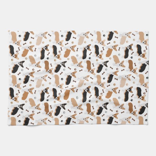 Corgi Dog Paws en Botten Kitchen Towel Theedoek (Horizontaal)