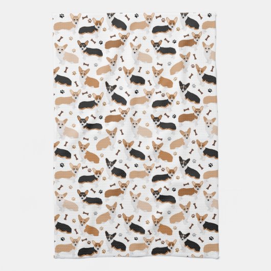 Corgi Dog Paws en Botten Kitchen Towel Theedoek (Verticaal)