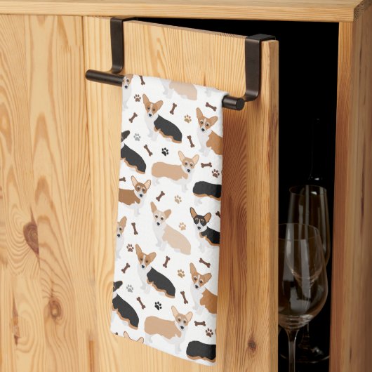 Corgi Dog Paws en Botten Kitchen Towel Theedoek (Derde Gevouwen)