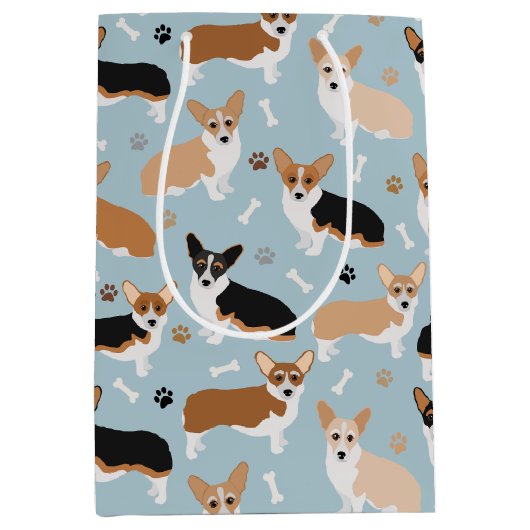 Corgi Dog Paws en Botten Medium Cadeauzakje (Voorkant)