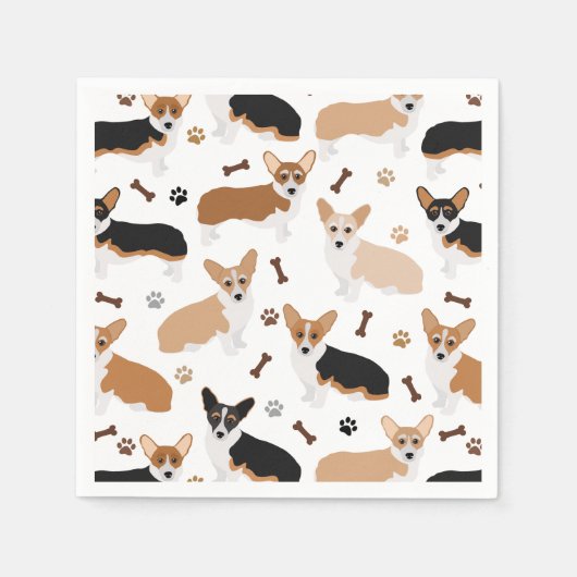 Corgi Dog Paws en Botten Napkins Servet (Voorkant)