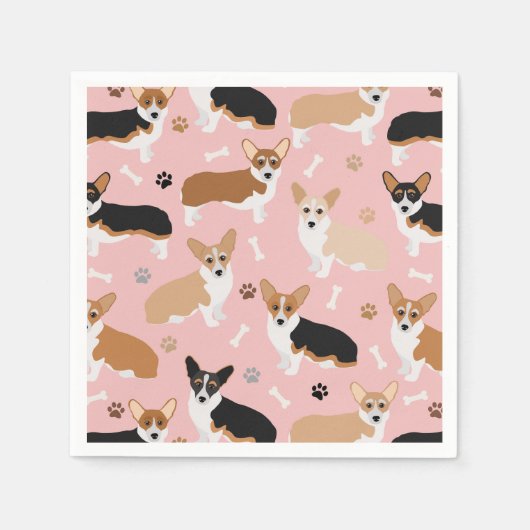 Corgi Dog Paws en Botten Napkins Servet (Voorkant)
