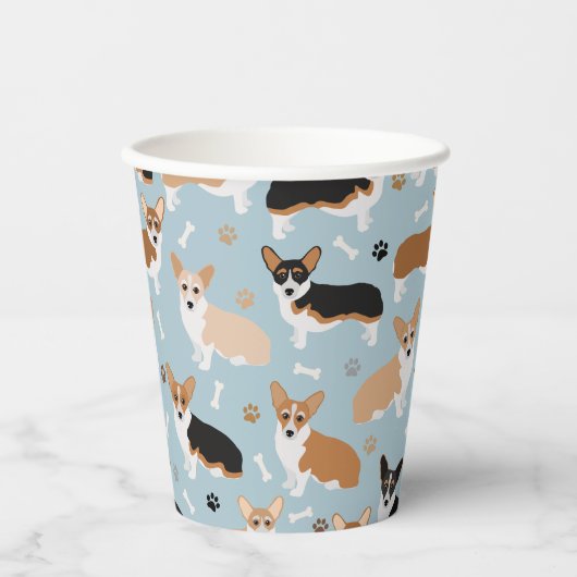 Corgi Dog Paws en Botten Papieren Bekers (Voorkant)