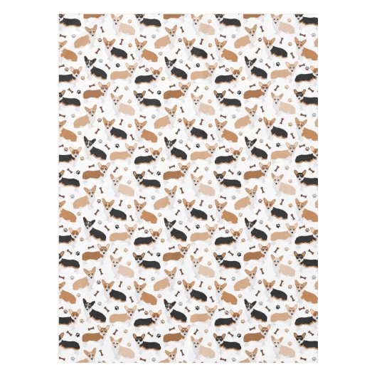 Corgi Dog Paws en Botten Tablecloth Tafelkleed (Voorkant)