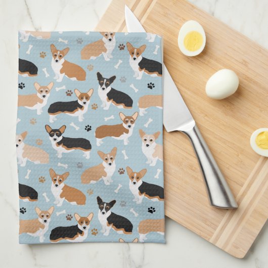 Corgi Dog Paws en Botten Theedoek (Quarter Fold)