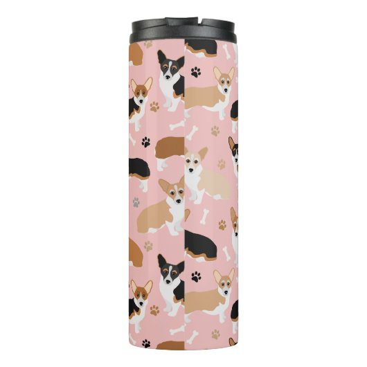 Corgi Dog Paws en Botten Thermal Tumbler Thermosbeker (Achterkant)