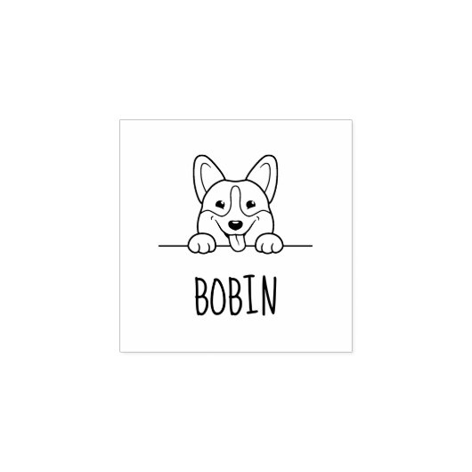 Corgi Dog Pet Aangepaste Naam Rubberstempel (Afrduk)