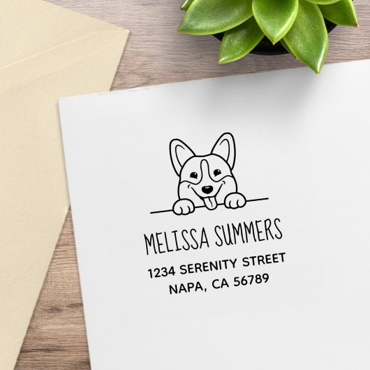 Corgi Dog Pet Adres Rubberstempel