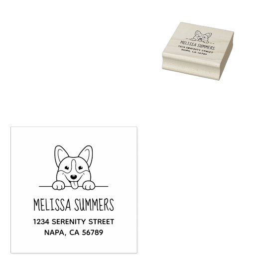 Corgi Dog Pet Adres Rubberstempel (Gestempeld)