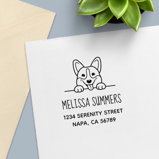Corgi Dog Pet Adres Zelfinktende Stempel