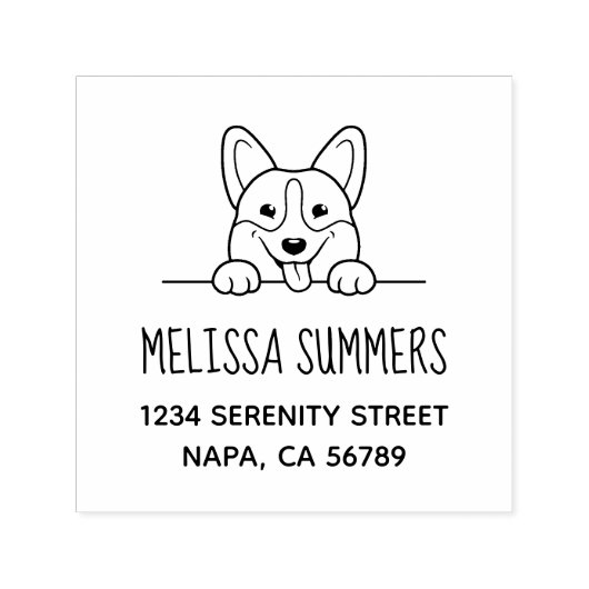 Corgi Dog Pet Adres Zelfinktende Stempel (Design)