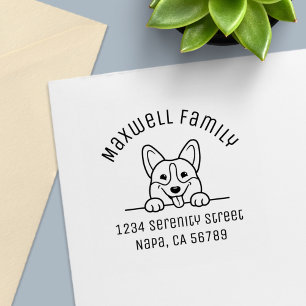 Corgi Dog Pet Arch Familieadres Zelfinktende Stempel