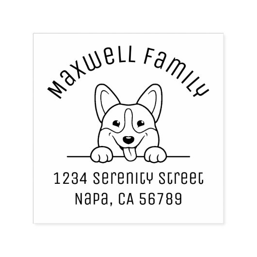 Corgi Dog Pet Arch Familieadres Zelfinktende Stempel (Design)