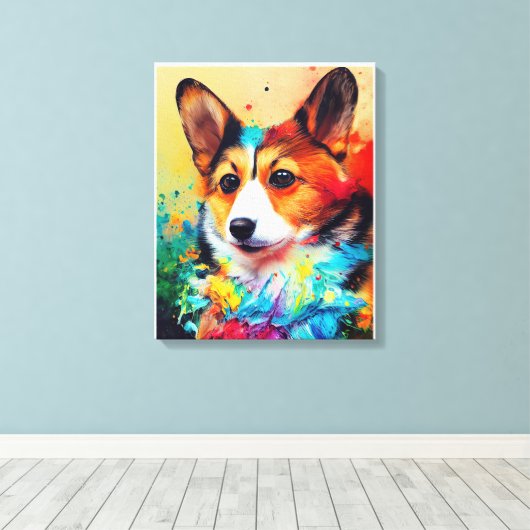 Corgi Dog Pet Leuke Schattige Dierenmetgezel Canvas Afdruk (Insitu (Houten vloer))