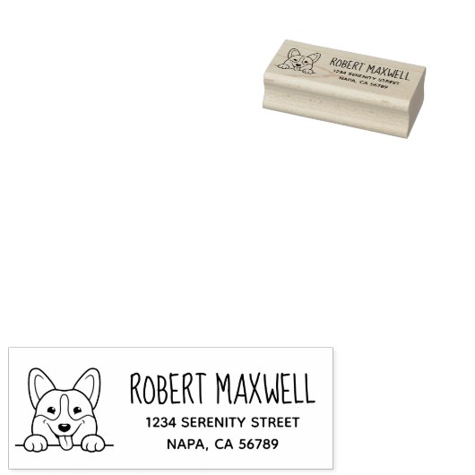 Corgi Dog Pet Retouradres Rubberstempel (Gestempeld)