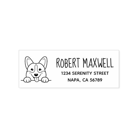 Corgi Dog Pet Retouradres Rubberstempel (Afrduk)