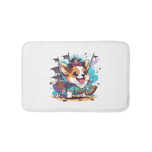 Corgi Dog Pirate Badmat (Voorkant)
