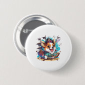 Corgi Dog Pirate Ronde Button 5,7 Cm (Voorkant /achterkant)